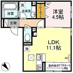 ハイムN&N 1階1LDKの間取り