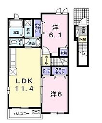 ハウス　アイＢ 2階2LDKの間取り
