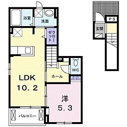 エスプランドル 2階1LDKの間取り