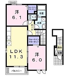 ベルソレイユ 2階2LDKの間取り