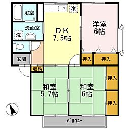 プレジール大前　Ｂ棟 1階3DKの間取り