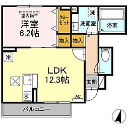 杜　セゾン 1階1LDKの間取り