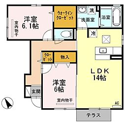 D-roomビオラ 1階2LDKの間取り