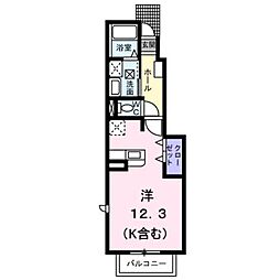 JR山陽本線 尾道駅 バス20分 平原3丁目下車 徒歩2分の賃貸アパート 1階ワンルームの間取り