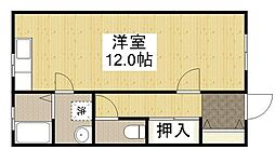 コーポ小川 2階ワンルームの間取り