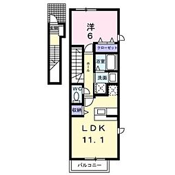 ブリューワリー土生　B 2階1LDKの間取り