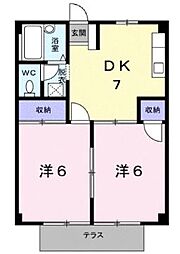 シティハイツさとうＣ 1階2DKの間取り