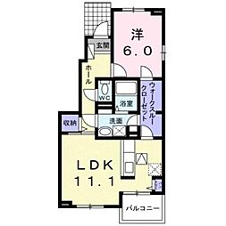 ロータス　Ｂ 1階1LDKの間取り