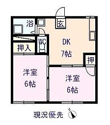 南松永ハイツ　タカハシ 1階2DKの間取り