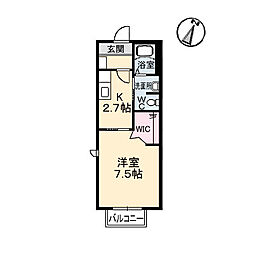 シャーメゾン長江 1階1Kの間取り
