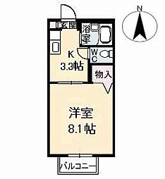 スカイメゾン　5番館 2階1Kの間取り