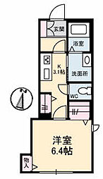 カーサ・ルナブルー 1階1Kの間取り