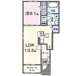 ソーレ　I 1階1LDKの間取り