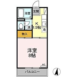 JR山陽本線 松永駅 徒歩25分の賃貸アパート 2階1Kの間取り