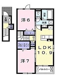 サンリット 2階2LDKの間取り