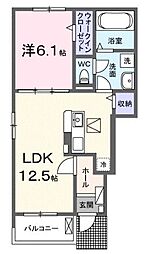 セレノ　マーレI 1階1LDKの間取り