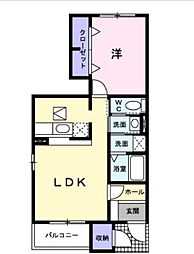 ソルレヴェンテＣ 1階1LDKの間取り