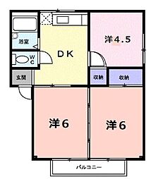シティハイツ静風 2階3DKの間取り