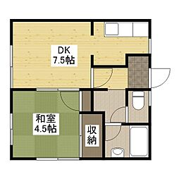 ジュネス三成 2階1DKの間取り