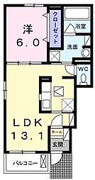 アクティフ浦上 1LDKの間取図画像