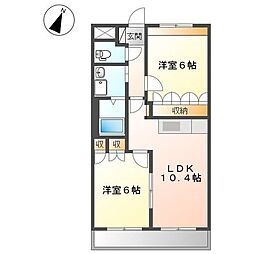ピュアローズ 2LDKの間取図画像