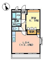 ル・ボヌール 1LDKの間取図画像