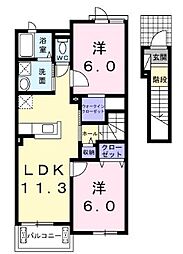 ラブリーグレイス 2LDKの間取図画像