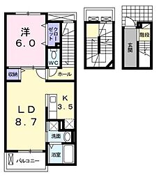 モンレーブM 1LDKの間取図画像
