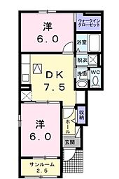 ネオ・グランツB 2DKの間取図画像