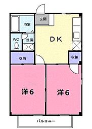 シティハイツ池の浦 2DKの間取図画像