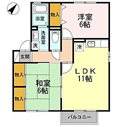 セジュール誠之 2LDKの間取図画像