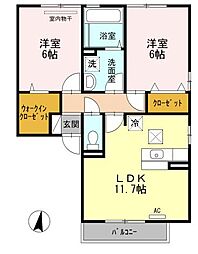 グランデージLisa 2LDKの間取図画像