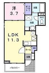 メゾンボヌール 1LDKの間取図画像