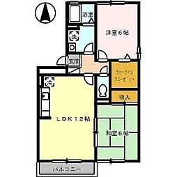 デミュール壱番館 2LDKの間取図画像
