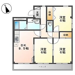 エクセレンス・アイ2番館 3DKの間取図画像
