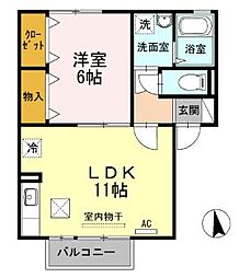 シティーハウス南手城2 1LDKの間取図画像