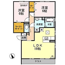 アルトポンテドゥーエA 2LDKの間取図画像