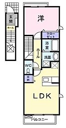クオーレB 1LDKの間取図画像
