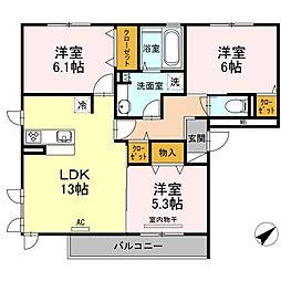 アルカサール 3LDKの間取図画像