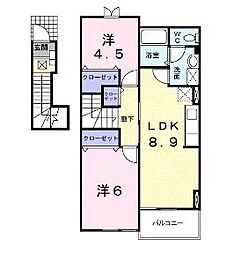 フロール清風B 2DKの間取図画像