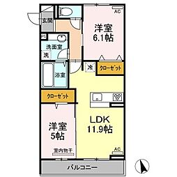 ドルフオーベン 2LDKの間取図画像