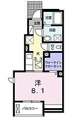 リバーサイドスニフ 1Kの間取図画像