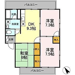 オリヴィエ東川口 3DKの間取図画像