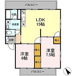 オリヴィエ東川口 2LDKの間取図画像