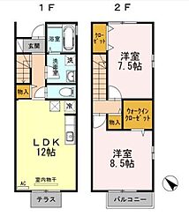 セントセジュール 2LDKの間取図画像