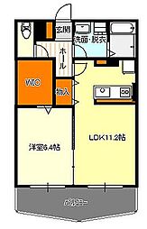 レトワール 1LDKの間取図画像