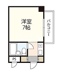 アルファ富田町 4階ワンルームの間取り