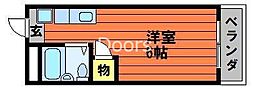 JR吉備線 備前三門駅 徒歩27分の賃貸マンション 2階1Kの間取り