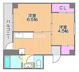 ヴィラナリー国ヶ原2号棟 2DKの間取図画像