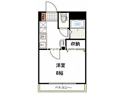 JR津山線 法界院駅 徒歩11分の賃貸マンション 2階1Kの間取り